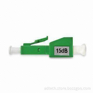 Fiber-optic Plug-in Attenuator, LC-APC-SM 15dB, Simplex